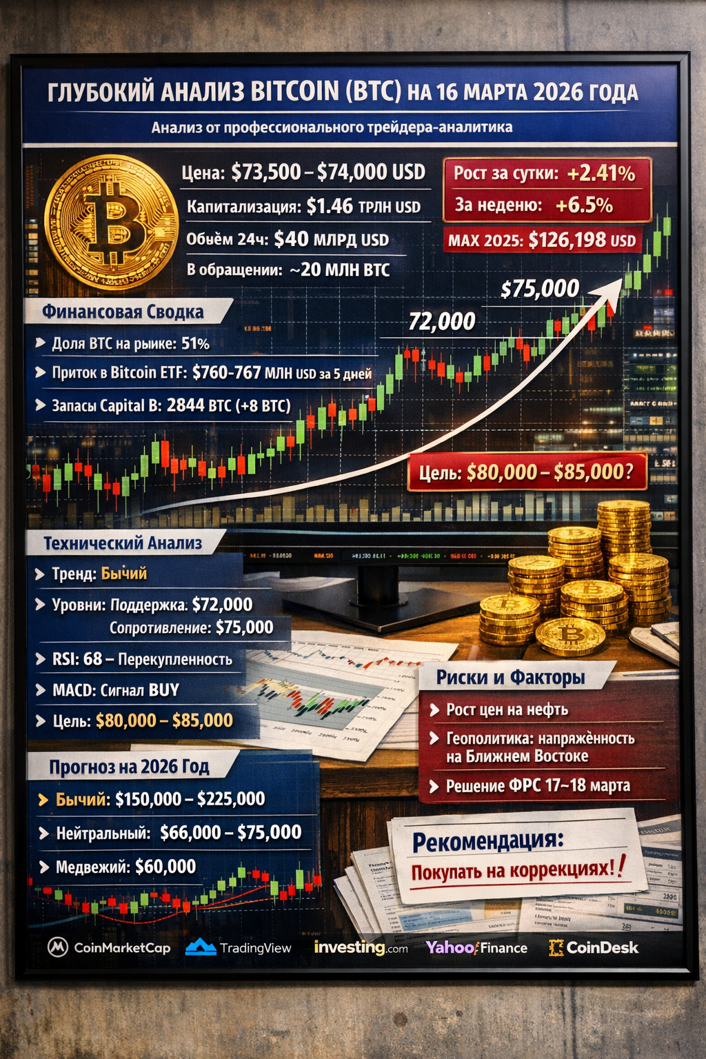 Глубокий анализ Bitcoin (BTC) на 16 марта 2026 года — Teletype