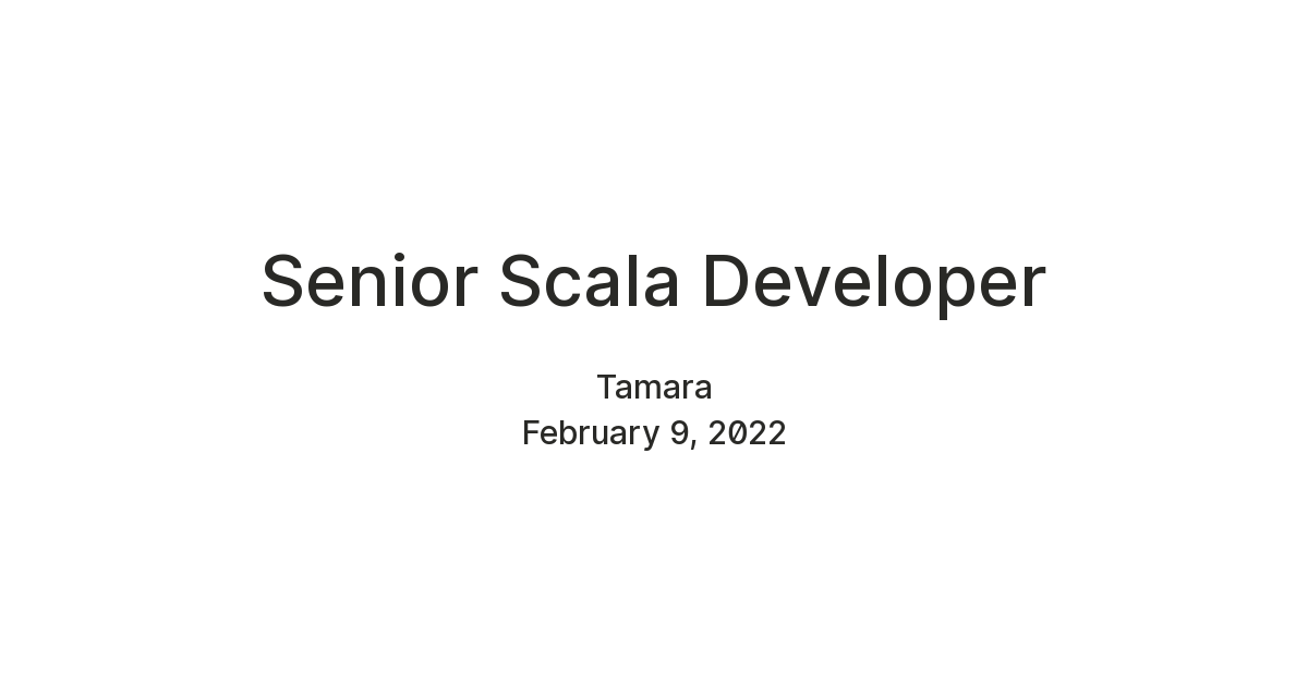 Senior Scala Developer — Teletype