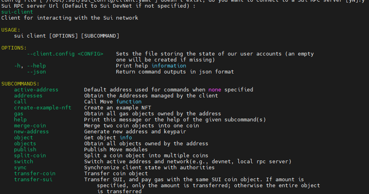 Sui | Devnet 0.6.2 — Teletype