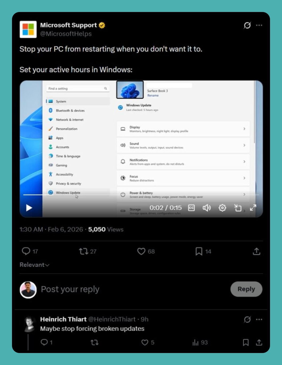 Microsoft напомнила, как остановить перезагрузки Windows 11 во время ...