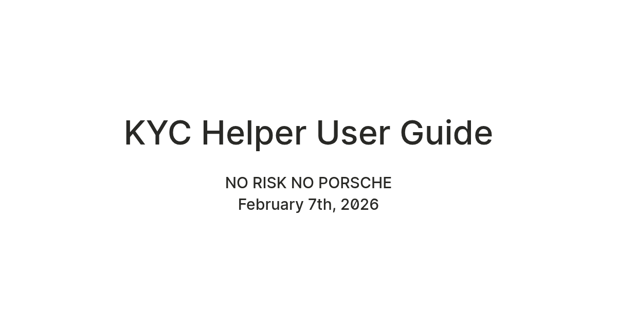 KYC Helper User Guide — Teletype