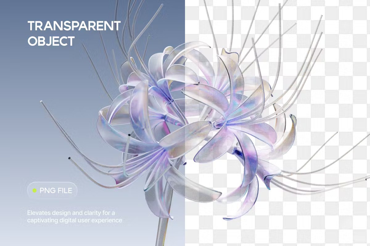 3D Glass Flower Elements — Teletype